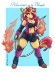  3:4 abs absurd_res ambris anthro armor big_breasts bottomwear bracers breasts cleavage clothed clothing digital_media_(artwork) equestria_girls equid equine female hasbro hi_res horn jacket mammal midriff muscular muscular_female muscular_legs muscular_thighs my_little_pony shaded shorts simple_background solo staff sunset_shimmer_(eg) topwear unicorn vest 