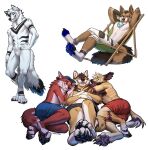  2021 4_toes 5_fingers anthro blue_pawpads brown_body brown_fur canid canine canis claws digital_media_(artwork) domestic_dog eyebrows eyelashes feet fingers fur hi_res kero_tzuki male mammal nude pawpads paws simple_background smile toe_claws toes white_background 