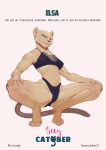  2021 4_toes abs absurd_res anthro barefoot bra brand_new_animal clothing crouching digital_media_(artwork) elsa_(brand_new_animal) english_text feet felid feliscede female fur hands_on_knees hi_res lion mammal muscular muscular_female pantherine panties plantigrade shaded simple_background solo spread_legs spreading studio_trigger tan_body tan_fur text toes underwear white_background 