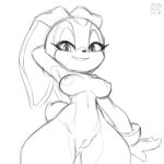  1:1 2021 anthro black_and_white breasts clothing cream_the_rabbit female fur genitals gloves handwear huge_hips huge_thighs hyper_hips lagomorph leporid mammal monochrome nipples nude pussy rabbit sega simple_background small_waist smile solo sonic_the_hedgehog_(series) thick_thighs wide_hips xylas 