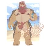  1:1 2021 absurd_res anthro barazoku beach beard belly beverage_can big_belly big_bulge big_muscles body_hair border bowser bulge can chest_hair clothing cloud container day eyebrows eyewear facial_hair front_view genital_outline hair hi_res holding_can holding_container holding_object horn huge_muscles koopa male mario_bros muscular muscular_anthro muscular_male navel nintendo nipples outside pecs penis_outline pubes sand scalie seaside shadowmatamori signature sky smile solo speedo standing sunglasses swimwear tattoo teeth text thick_thighs url video_games water white_border 