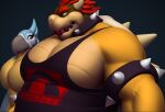  2021 3d_(artwork) anthro anthro_on_anthro armband avian barazoku beak big_muscles big_pecs black_background blush bowser breath_of_the_wild clothing collar digital_media_(artwork) duo english_text eyebrows feathers girl_staring_at_man&#039;s_chest hair horn huge_muscles huge_pecs kass_(tloz) koopa licking licking_lips licking_own_lips looking_at_another looking_at_muscles male male/male mario_bros meme muscular muscular_anthro muscular_male narrowed_eyes nintendo pecs reyriders rito scalie self_lick shell shirt simple_background spiked_armband spiked_collar spiked_shell spikes spikes_(anatomy) stare tank_top teeth text text_on_clothing text_on_shirt text_on_tank_top text_on_topwear the_legend_of_zelda tongue tongue_out topwear video_games 
