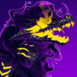  1:1 2021 digital_media_(artwork) fivel hair hi_res open_mouth purple_background purple_hair scales simple_background teeth 