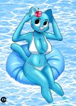  absurd_res anthro big_breasts bikini blue_body breasts cartoon_network cleavage clothed clothing dark_templar_(artist) domestic_cat felid feline felis female hi_res mammal mature_female nicole_watterson nipple_outline solo swimwear the_amazing_world_of_gumball water 