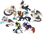  alpha_channel avian beak black_beak blue_beak blue_hair canid canine felid feline feral fox gryphon hair hi_res hioshiru hybrid lynx mammal membrane_(anatomy) membranous_wings mythological_avian mythology simple_background smile transparent_background wings 