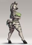  anthro big_breasts big_butt black_and_white_fur breasts butt clothing digital_media_(artwork) equid equine female foxovh fur hi_res mammal panties shaded solo striped_body striped_fur stripes translucent translucent_clothing underwear zebra 