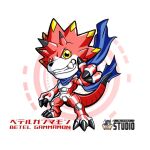  anthro bandai_namco betelgammamon claws clenched_teeth digimon digimon_(species) digimon_ghost_game dragon ldstudio9 male muscular muscular_anthro muscular_male red_body scarf teeth yellow_eyes 