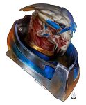  alien armor blue_eyes bodypaint bust_portrait crystalvfae face_paint facial_scar garrus_vakarian hi_res looking_aside male mass_effect portrait scar solo turian video_games visor 