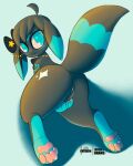  absurd_res black_body black_fur blue_eyes borky-draws eeveelution fan_character female feral fur genitals hair hand_on_pussy hi_res jewelry necklace nintendo pawpads paws pok&eacute;mon pok&eacute;mon_(species) pussy solo tia_(borky-draws) umbreon video_games 