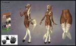  2d_artwork blonde_hair breasts brown_body brushfire english_text equid equine female genitals green_eyes hair hi_res horse mammal model_sheet nude pussy solo text 