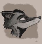  abstract_background anthro avery_(averylostfox) averylostfox black_hair black_nose canid canine digital_drawing_(artwork) digital_media_(artwork) fox greyscale hair headshot_portrait hi_res inner_ear_fluff looking_up male mammal monochrome portrait side_view signature solo tuft whiskers 
