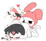  anal blush bodily_fluids cum cum_on_face demon doggystyle duo ejaculation female female/female feral fingering from_behind_position genital_fluids hanuvo hi_res kuromi lagomorph leporid mammal my_melody onegai_my_melody oral rabbit rimming sanrio sex 