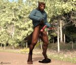  3d_(artwork) animal_genitalia animal_penis canid canine canine_penis canis claws clothed clothing digital_media_(artwork) erection fluffy forest fur genitals hi_res hoodie male mammal partially_clothed penis plant shawoo solo surprise teeth topwear transformation tree underwear underwear_down were werecanid werecanine werewolf wolf 