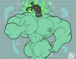  abs big_chin big_muscles big_pecs bulge fire green_body green_skin hi_res huge_muscles huge_pecs humanoid hyper hyper_muscles hyper_pecs kalt-jn league_of_legends male muscular muscular_humanoid muscular_male nipples pecs quads riot_games skull_face skull_head small_waist solo thick_thighs thresh video_games 