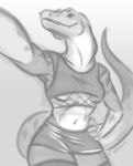  anthro clothed clothing eel female first_person_view fish hi_res marine monochrome moray_eel nicnak044 perspective pinned sketch solo 