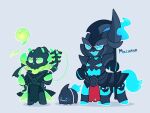  2021 4:3 armor black_armor black_bottomwear black_clothing black_helmet black_jacket black_mask black_pants black_topwear blue_body blue_legs blue_sclera blue_tail bottomwear chibi clothed_humanoid clothed_male clothed_taur clothing colored digital_drawing_(artwork) digital_media_(artwork) duo duo_focus equid equid_taur equine equine_taur flat_colors ghost green_body green_eyes green_sclera group hecarim_(lol) hi_res holding_axe holding_melee_weapon holding_object holding_sickle holding_weapon horse horse_taur humanoid jacket lamp lantern league_of_legends mammal mammal_taur pants poro red_loincloth riot_games sickle simple_background spirit standing taur thresh toony topwear video_games weapon white_background xtoka_samax 