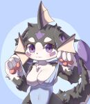  ajun_(artist) ajun_(character) anthro big_breasts black_nose breasts chest_tuft clothing clothing_pull ear_fins eyelashes female fin fur fur_markings glistening glistening_eyes grey_body hair head_fin hi_res hybrid kemono long_tail looking_at_viewer mammal marine markings multicolored_body multicolored_fur one-piece_swimsuit one_breast_out pawpads pseudo_hair purple_eyes simple_background solo standing swimwear tail_fin tuft two_tone_body two_tone_fur two_tone_tail white_body white_chest 