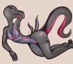  anthro breasts butt digital_media_(artwork) female genitals grey_body hi_res looking_at_viewer nintendo nipples nude open_mouth pok&eacute;mon pok&eacute;mon_(species) purple_eyes pussy ramerooni reptile salazzle scalie simple_background smile solo tongue video_games 