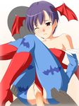  bat_wings blush capcom censored demon_girl flat_chest head_wings headwings highres leotard lilith_aensland pantyhose succubus vampire_(game) wings 