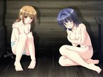  2girls blue_hair eroge_honpo game_cg glasses kankin_koukan multiple_girls nude sitting topless 