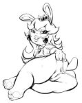  2021 3_toes anthro anus big_butt black_and_white box_chan buckteeth butt clothed clothing crossover crown eyeliner eyeshadow feet female genitals hi_res lagomorph lips looking_at_viewer looking_back looking_back_at_viewer lying makeup mammal mario_bros mario_plus_rabbids_kingdom_battle mascara monochrome naughty_face nintendo noseless on_side pawpads presenting presenting_anus pussy pussy_floss rabbid rabbid_peach raving_rabbids rayman_(series) short_stack simple_background sketch solo spread_butt spreading teeth thick_lips thick_thighs thong toes ubisoft underwear video_games white_background 