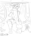  anthro arctic_fox breasts canid canine clothed clothing digital_media_(artwork) dressuptober eyebrows eyelashes female fox fur hair hi_res looking_at_viewer mammal monochrome nipples sidni sidnithefox sketch small_breasts smile solo topless topless_female 