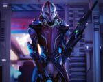  3d_(artwork) absurd_res alien armor blender_(software) blue_pussy bodily_fluids bodypaint clitoral_hood clothed clothing digital_media_(artwork) doinks-ahoy face_paint female genital_fluids genitals green_eyes gun hakonsfm hi_res holding_gun holding_object holding_weapon mass_effect nyreen_kandros pants_down partially_clothed presenting presenting_pussy pussy pussy_juice pussy_juice_string ranged_weapon rifle solo spacecraft standing turian vehicle video_games weapon 