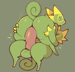  2021 anthro balls big_balls big_butt big_penis butt butt_grab cowgirl_position digital_media_(artwork) from_front_position genitals green_body green_skin hand_on_butt huge_penis kecleon male male/male nintendo on_bottom on_top penis pok&eacute;mon pok&eacute;mon_(species) sex simple_background squishy_(artist) thick_penis thick_thighs video_games 