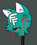  2021 anthro blood bodily_fluids death decapitation fangs fur gore green_body green_fur grey_background mammal open_mouth severed_head shirtbusters simple_background tagme tongue wounded 