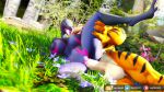  16:9 3d_(artwork) 4k absurd_res anthro digital_media_(artwork) disney felid female forest hi_res interspecies male male/female mammal nintendo pantherine plant pok&eacute;mon pok&eacute;mon_(species) salazzle source_filmmaker tiger tiger_dancer_(zootopia) tree valorlynz video_games widescreen zootopia 