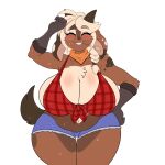  1:1 absurd_res anthro big_breasts blush bovid bovine breasts caprine clothed clothing curvy_figure digital_media_(artwork) female fur goat hair hi_res mammal simple_background skidd smile solo tessa_(skidd) thick_thighs voluptuous white_background wide_hips 