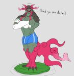  anthro anthrofied basculegion bulge clothed clothing crossed_arms daikuhiroshiama grey_background hi_res lily_pad male muscular muscular_anthro muscular_male nintendo plant pok&eacute;mon pok&eacute;mon_(species) pokemon_legends_arceus simple_background solo standing swimwear topless video_games 