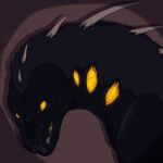  1:1 angry bust_portrait demonic draconic glowing glowing_eyes l46_r4t low_res mink_like portrait quills shaded snarling unknown_species 
