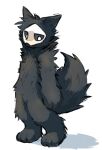  3_toes ambiguous_gender anthro arm_tuft biped black_body black_fur black_sclera canid canine canis changed_(video_game) cheek_tuft daww facial_tuft feet fluffy fluffy_tail fur goo_creature head_tuft hi_res looking_down mammal mask neck_tuft puro_(changed) shoulder_tuft simple_background solo standing toes tuft wersman white_background white_eyes wolf 