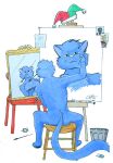  2000 anthro brush canvas chair clothing domestic_cat easel felid feline felis fool&#039;s_hat furniture guppy guppy_(artist) hat headgear headwear male mammal mirror norman_rockwell paint paintbrush painting painting_(object) palette reflection sitting solo stool trash_can 