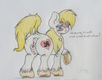  anatomically_correct anatomically_correct_anus animal_genitalia animal_pussy anus aryanne_(character) blonde_hair blue_eyes blush butt clitoris cutie_mark earth_pony equid equine equine_anus equine_pussy fan_character female feral friendship_is_magic fur genitals graphite_(artwork) hair hasbro hi_res hooves horse johrnyreport looking_at_viewer mammal my_little_pony nazi nipples nude open_mouth pencil_(artwork) pony pussy raised_hoof simple_background smile solo swastika teats text traditional_media_(artwork) white_background 