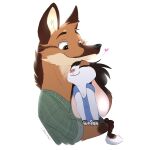  &lt;3 1:1 2021 anthro brown_body brown_fur canid canine cheek_tuft duo facial_tuft female fur happy head_tuft hi_res lagomorph leporid light lighting male mammal maned_wolf rabbit ribbontini romantic romantic_couple shaded simple_background smile smores_(ribbontini) tuft vulpesvant_(character) white_background 