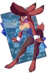  2021 alpha_channel angry anthro big_breasts blue_leotard bow_tie breasts brown_body brown_fur chest_tuft clothing crossgender dialogue english_text evan_(sharkrags) female fur hair kdhynamo lagomorph legwear leporid mammal metroid_dread mtf_crossgender open_mouth pantyhose pompadour rabbit screencap screencap_background simple_background solo standing text transparent_background tuft wrist_cuff 