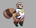  bulge canid canine clothing cuffed_boots cuffs_(clothing) leotard male mammal moobs overweight overweight_male raccoon_dog sailor_hat sailor_uniform saltyseaskunk short_stack slightly_chubby solo tanuki thong_leotard 