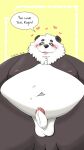  &lt;3 2021 anthro balls belly black_body blush english_text erection genitals giant_panda hi_res male mammal moobs navel nipples obese obese_male overweight overweight_male panda_panpan_86 penis solo text ursid white_body 