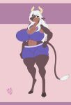  2019 absurd_res anthro big_breasts biped bottomwear bovid bovine breast_expansion breasts brown_body brown_fur cattle clothing countershade_fur countershading expansion female fur green_eyes hair hand_on_hip hi_res hooves horn hotpants huge_breasts long_hair mammal nipple_outline shorts signature solii_(gizmo1205) solo tail_tuft tan_body tan_fur tuft vant_talon white_hair year 