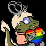  &lt;3 anthro antlers asian_mythology blonde_hair blue_eyes clothing dragon east_asian_mythology eastern_dragon fluffy fluffy_tail forgemaster_asmordis fur hair horn lgbt_pride male mythology omgitseggy pride_colors rainbow_flag rainbow_pride_flag rainbow_symbol sharp_teeth six-stripe_rainbow_pride_colors solo talon_hands talons teeth whiskers yellow_body yellow_fur 