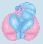  against_surface anthro big_butt blue_body blue_hair blue_skin blush butt dragon female fish hair hi_res huge_butt hybrid hyper hyper_butt lips looking_at_viewer marine on_glass petals_(petalspoofy) pink_body pooferbaby solo thick_lips thick_tail thick_thighs 