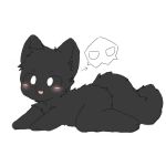  1:1 ambiguous_gender anthro black_body black_fur black_sclera blush canid canine canis changed_(video_game) chano chest_tuft daww fur goo_creature head_tuft inner_ear_fluff lying mammal mask on_front open_mouth puro_(changed) simple_background solo tuft white_background white_eyes wolf 