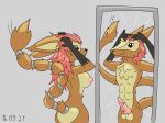  anthro breasts erection female genitals hi_res hybrid male mirror penis sergal solo tama-tama unknown_artist 