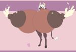  2019 absurd_res anthro areola big_breasts biped bodily_fluids bovid bovine breast_expansion breasts brown_body brown_fur cattle countershade_fur countershading expansion female fur green_eyes hair hi_res hooves horn huge_breasts hyper hyper_breasts lactating long_hair mammal milk nipples puffy_areola signature solii_(gizmo1205) solo tail_tuft tan_body tan_fur tuft vant_talon white_hair year 