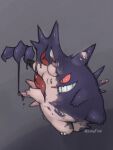  2016 3:4 ambiguous_gender assimilation bodily_fluids clefable corruption gengar goo_transformation haunter merging nintendo open_mouth pok&eacute;mon pok&eacute;mon_(species) possession purple_body red_sclera simple_background smile standing surprise takeover tears transformation video_games zimafica 