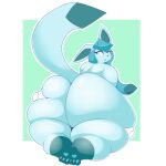  1:1 3_toes absurd_res anthro anthrofied arizonathevixen big_butt blue_body blue_fur butt butt_grab butt_squish curvy_figure disembodied_hand eeveelution eyelashes feet female fur glaceon hand_on_butt hi_res huge_butt huge_thighs hyper hyper_butt hyper_thighs looking_at_viewer looking_back nintendo nude open_mouth overweight overweight_anthro overweight_female pok&eacute;mon pok&eacute;mon_(species) pok&eacute;morph simple_background solo squish surprised_expression thick_thighs toes video_games voluptuous wide_hips 