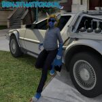  1:1 3d_(artwork) absurd_res benji_silver benjithatfoxguy car clothed clothing delorean digital_media_(artwork) english_text eyewear fully_clothed hi_res huge_filesize signature sunglasses sunglasses_on_face text vehicle 