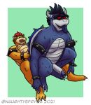  anthro bowser dark_bowser dragon duo efryol genitals hi_res koopa male male/male mario_bros nintendo overweight penis power_bottom reptile scalie sex slightly_chubby video_games 